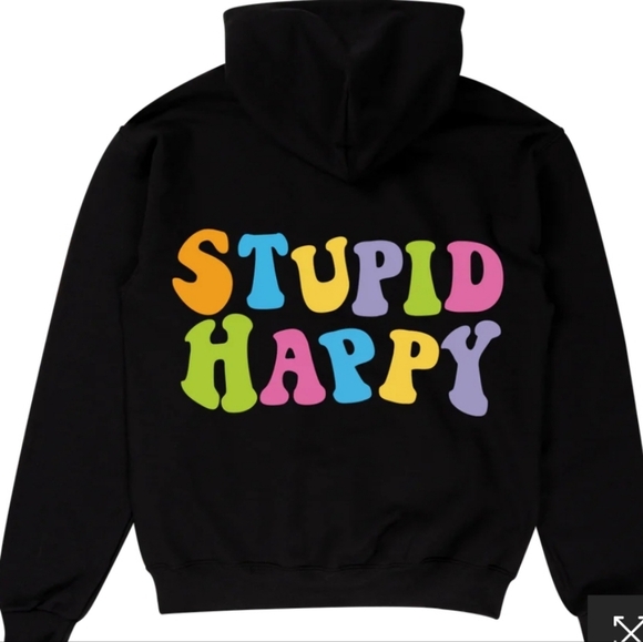 HANGOVER HOODIES Stupid Happy Hoodie in Black - Picture 1 of 6